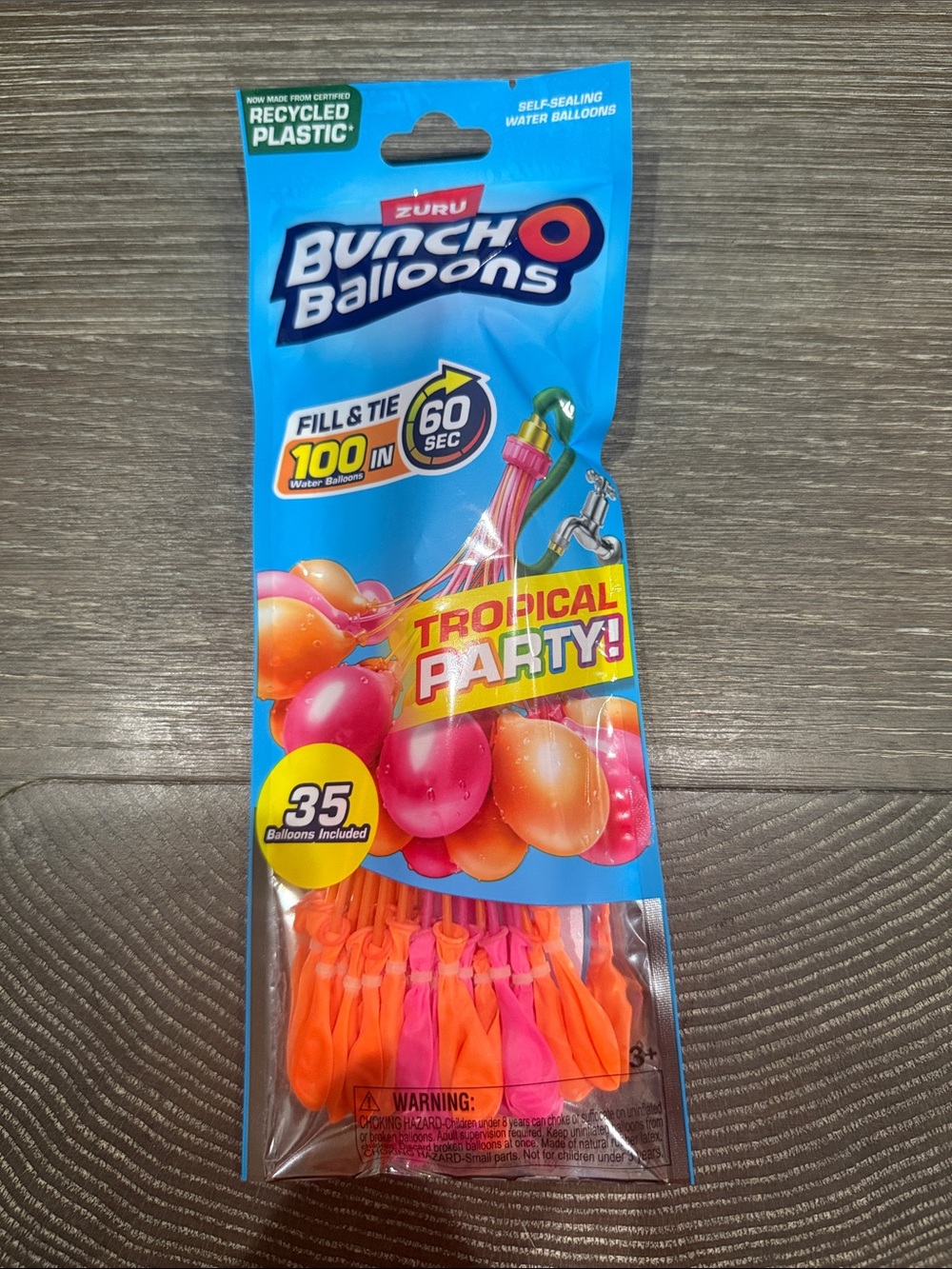 NWT Zuru Tropical Party Fill & Tie 100 Water Balloons - Orange & Pink